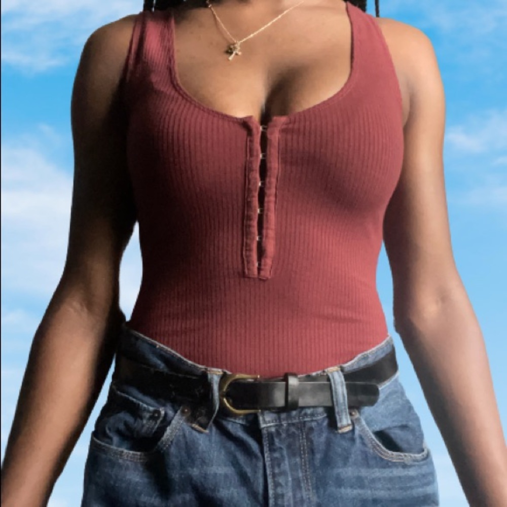Burgundy body suit